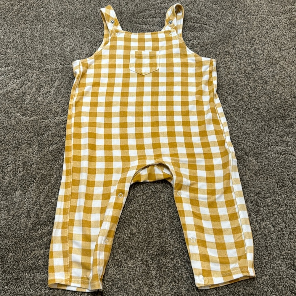 Angel Dear, 12-18M, adorable year round jumper-yellow,gold whitecheckered fabric